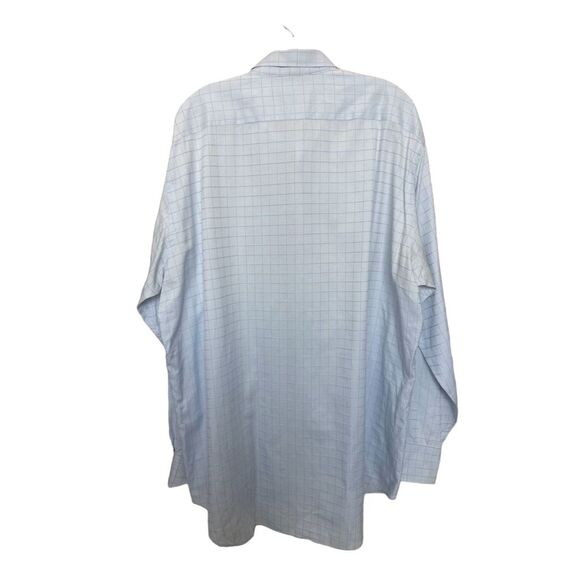 Thomas Dean Men's 2XL Blue Windowpane Plaid Long Sleeve Dress Shirt Button-Up - Picture 2 of 4
